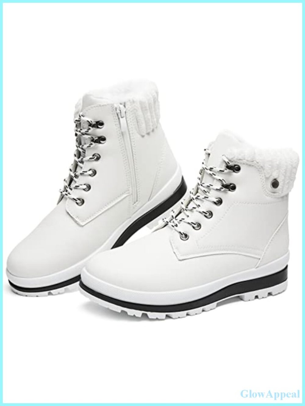 Waterproof Faux Leather Fur Lined Ankle Boots with Side Zipper Non Slip Winter